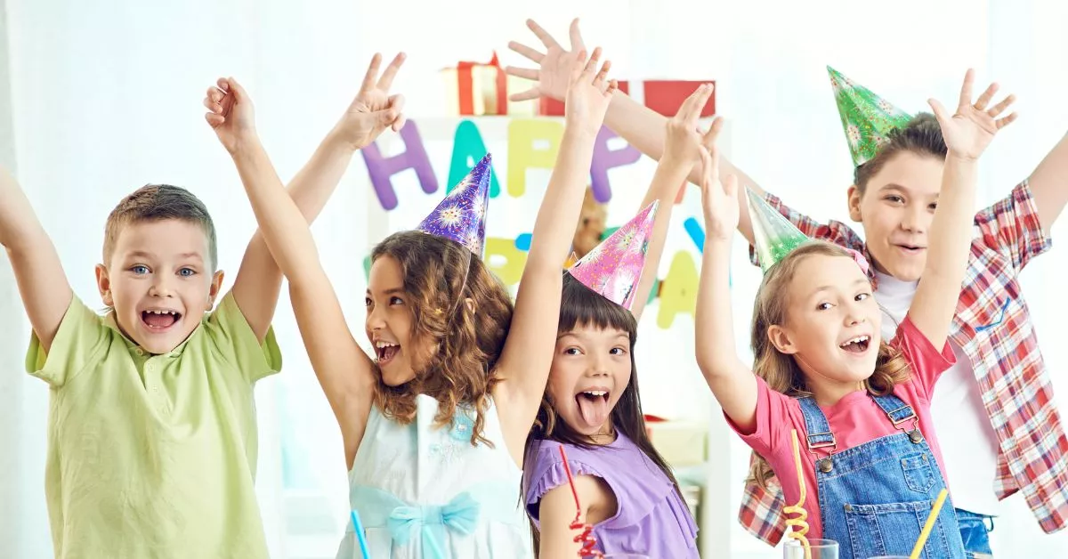kids cheering at birthday party
